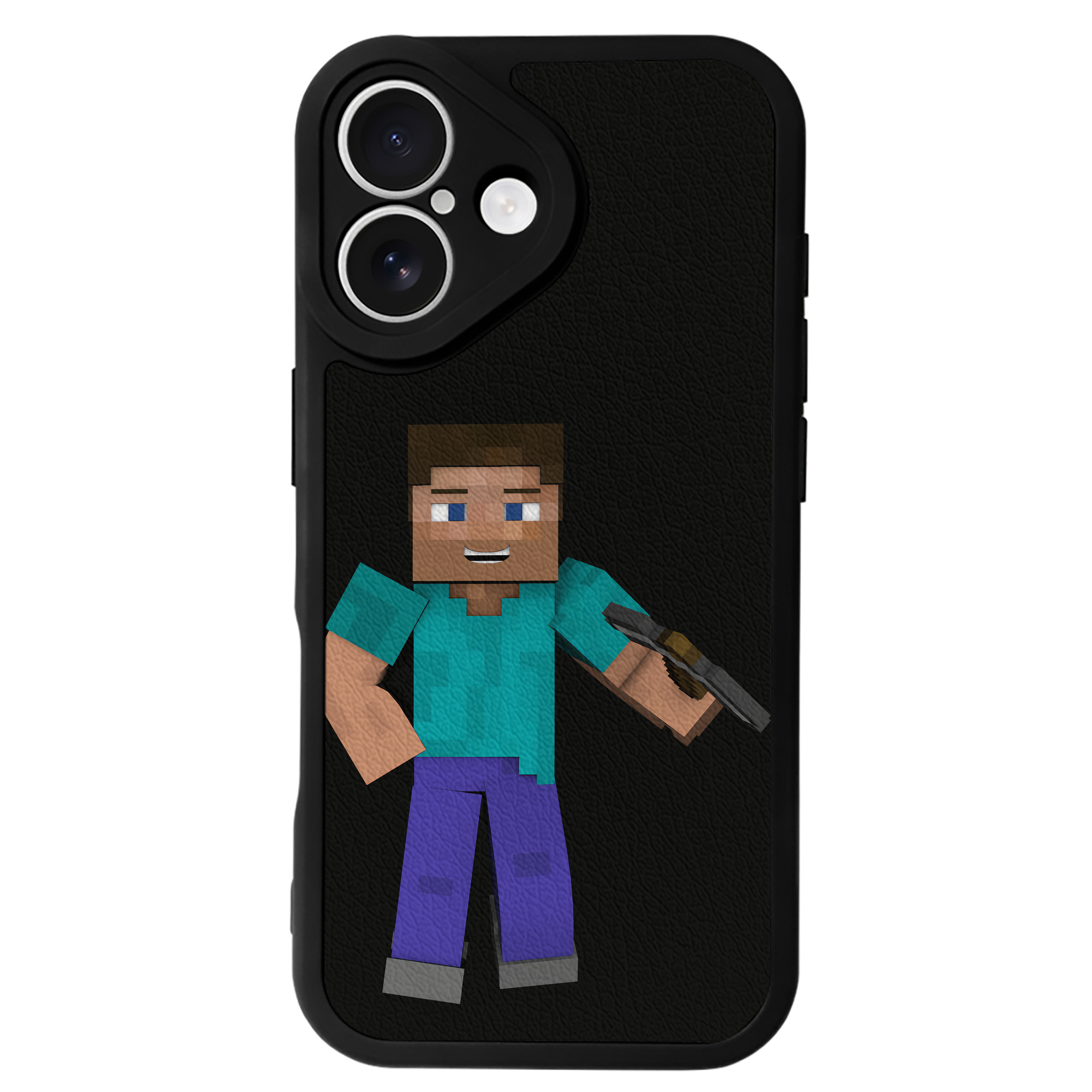 （画像用） マインクラフト ブロックの世界 Minecraft MC Block world 【iPhone 16シリーズ対応】シリコンスマホケース（レザー調） 材質：シリコン
